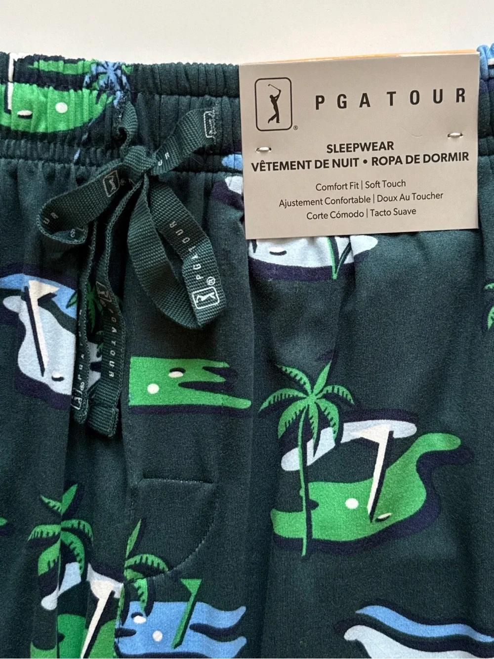 PGA TOUR Sleepwear Mens Soft Touch Beach Golf Course Jersey Pants, June Bug - S